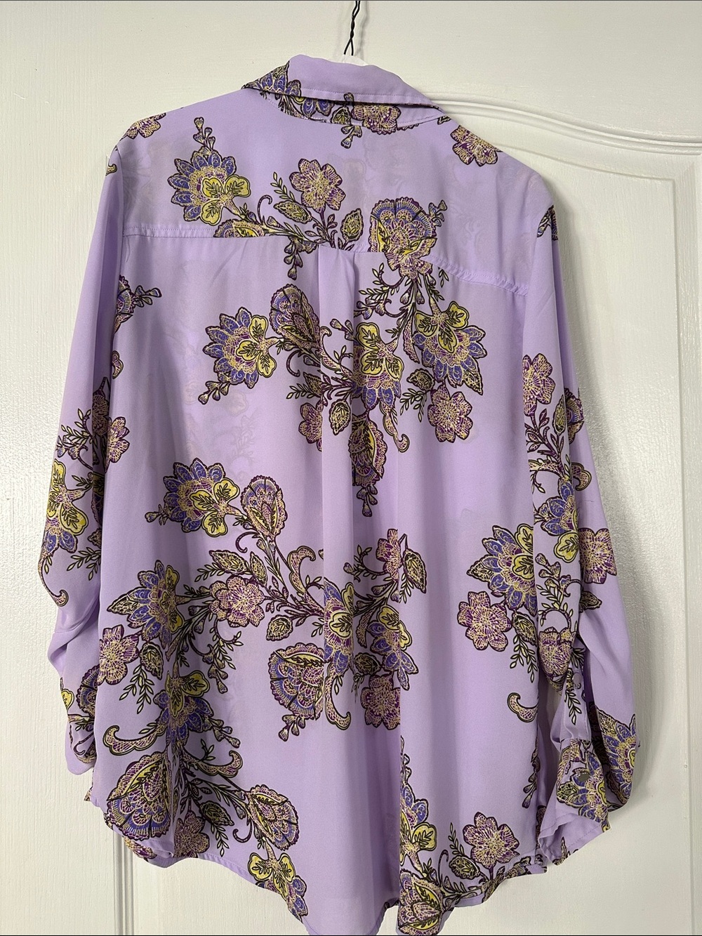 New York & Company Lavender Floral Button-Down Shirt - Picture 8 of 8